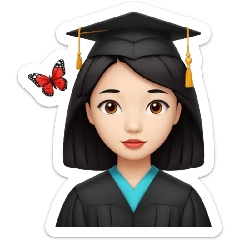 Graduate red filipino black hair with straight wavy hairclength butterfly haircut sticker