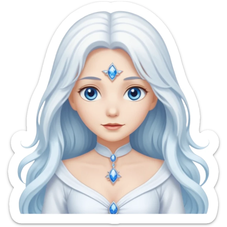 Good Witch of the North from the Wizard of Oz with long white hair, blue eyes, white outfit sticker