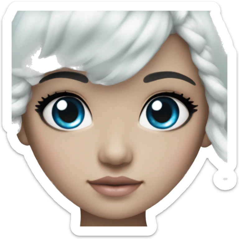 ocean blue doll eyes, black hair, feminine, pink, girl, angelic sticker