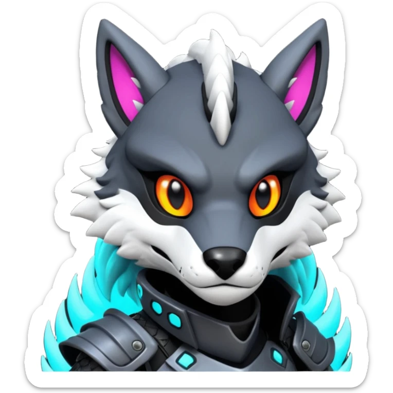 Cool gothic cute badass Scaley cyber-Vernid-Protogen-Sergal-Fursuit-furry-fursona sticker