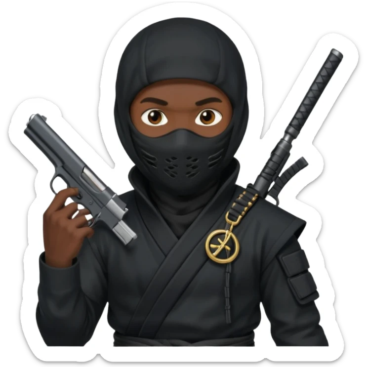 Una persona que sea así 🥷 pero con una pistola  sticker