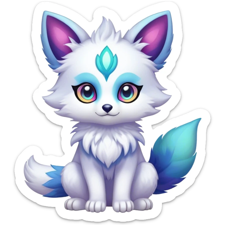 Kawaii bright fantasy ethereal anthro fursona Fakemon sticker