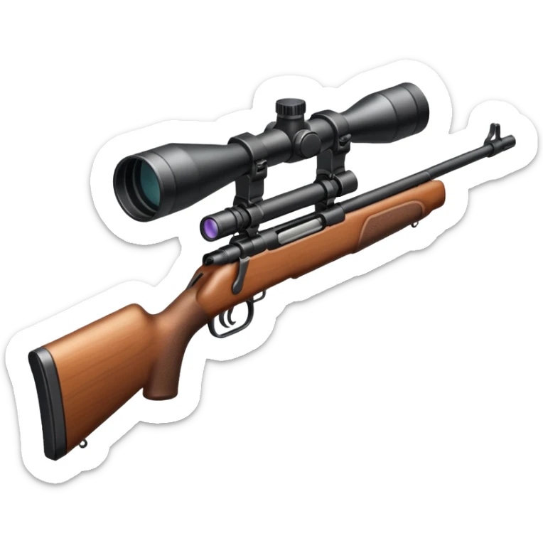 just a deer hunting rifle with a scope mounted to the top of the gun barrel  sticker