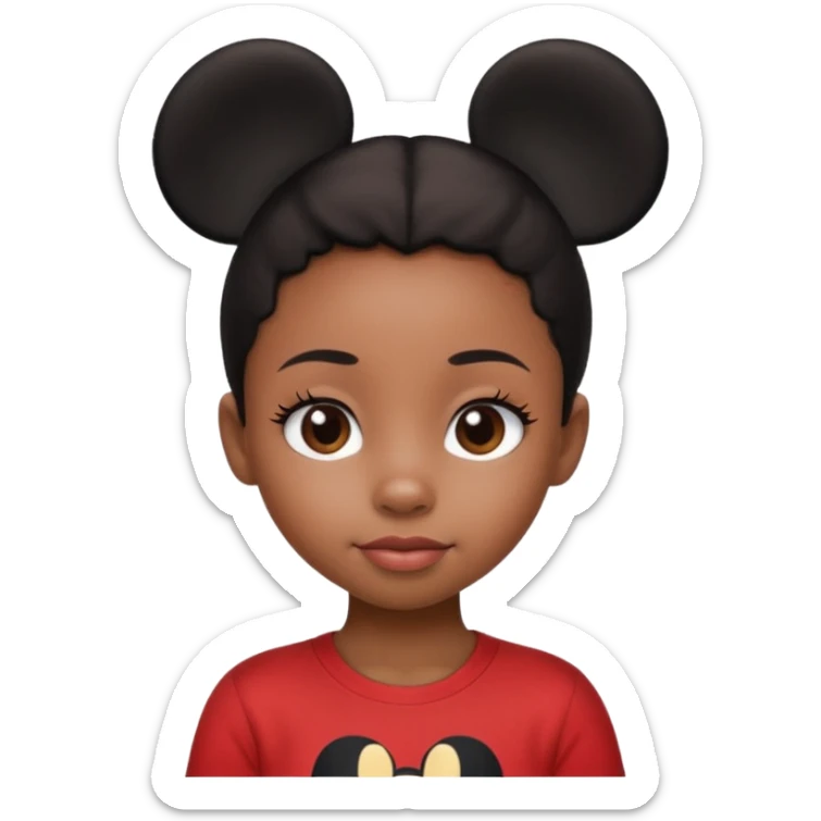 Black girl kid with cute long eye lashes that look real and have mikcy mouse shirt on sticker