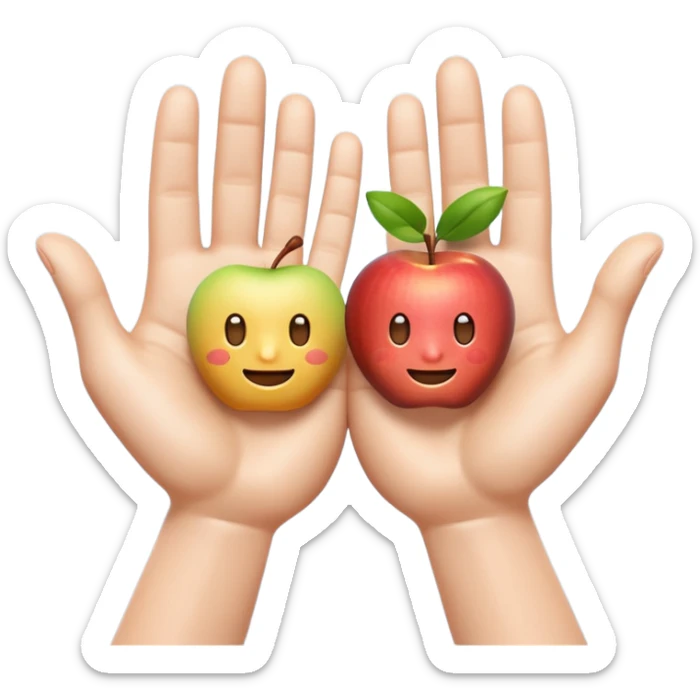 A 3D emoji in iOS emoji aesthetic style showing two cartoon hands held apart, palms facing inward, as if indicating something large or wide. Soft realistic skin tone, expressive and cheerful pose, clean white background, glossy Apple-style rendering. sticker