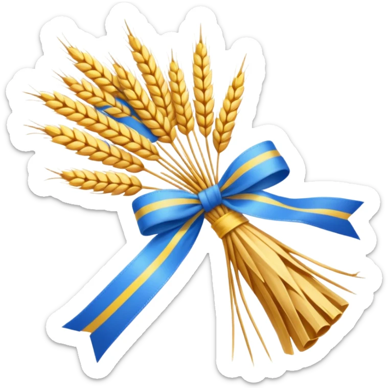 Emoji of a wheat sheaf tied with a ribbon, Ukrainian Christmas symbol, flat emoji style sticker