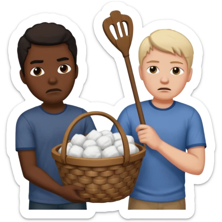 White person whipping black person carrying a basket of cotton sticker