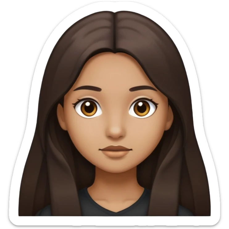 girl with light brown skin, dark eyes and dark straight long hair sticker