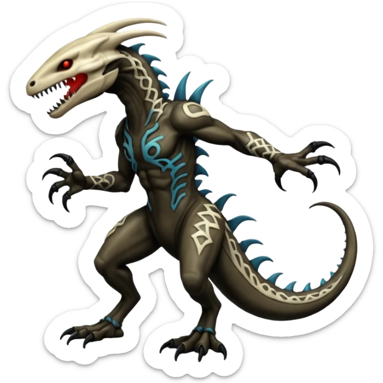  Venom-Marowak-Salandit-Xenomorph-hybrid-fantasy-creature (full body) with tribal markings and glowing patterns and scales sticker
