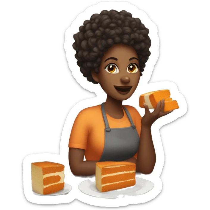 Black woman with curly hair eating sweet potatoe pound cake  sticker