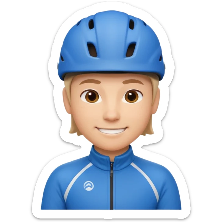 cute cycling coach portrait, head and shoulders only, helmet, sporty jacket, confident smile, 3D cartoon, mobile game icon style, clean background, no text, no watermark
 sticker