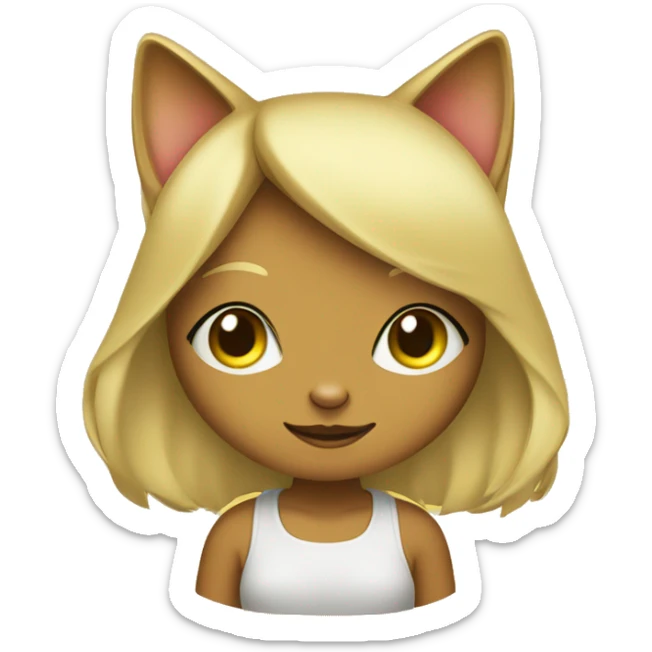 Cat girl Bright yellow and beige in color with bright colors on the belly and muzzles of the body. sticker