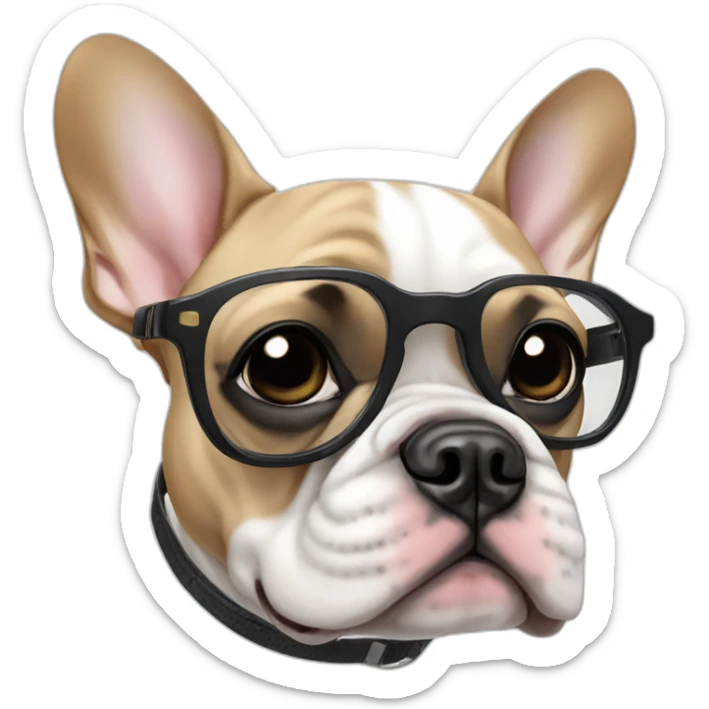 white FRENCH BULLDOG with fashion glasses sticker
