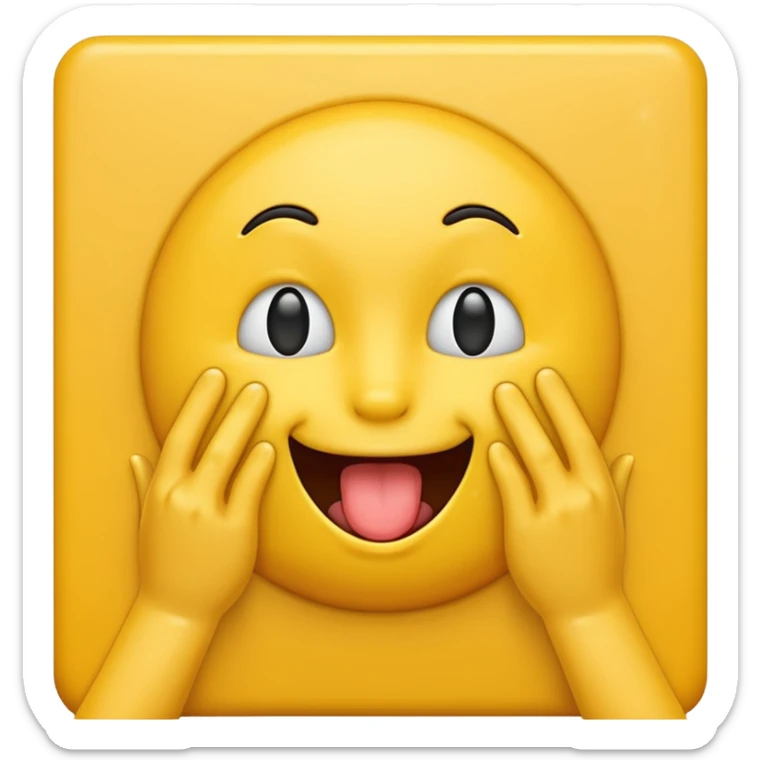 A licking emoji with hands. Imagine there’s a wall at the side and the emoji is licking it while holding it with it’s hands sticker