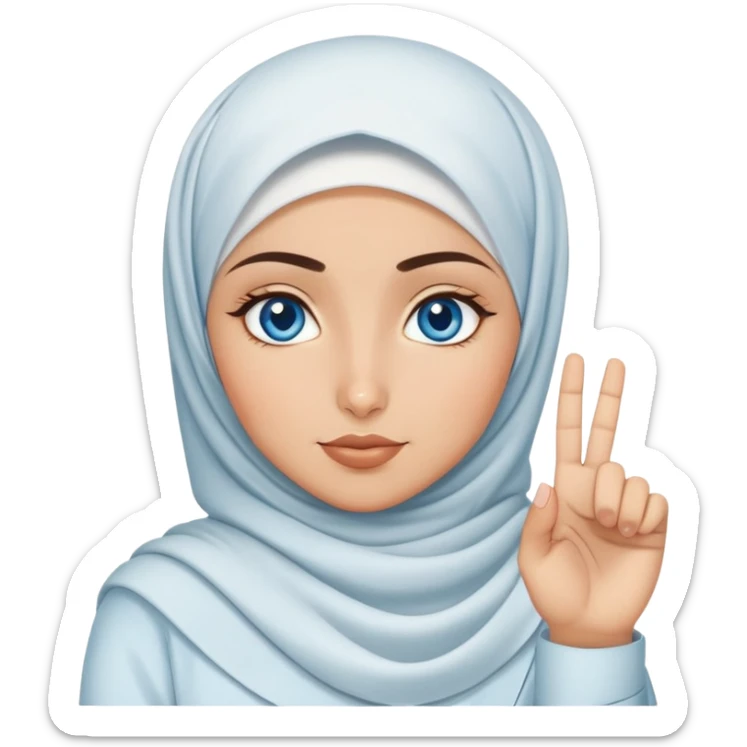 Turkish beautiful finish Konya girl blue eyes with hijab and says no with her finger  sticker