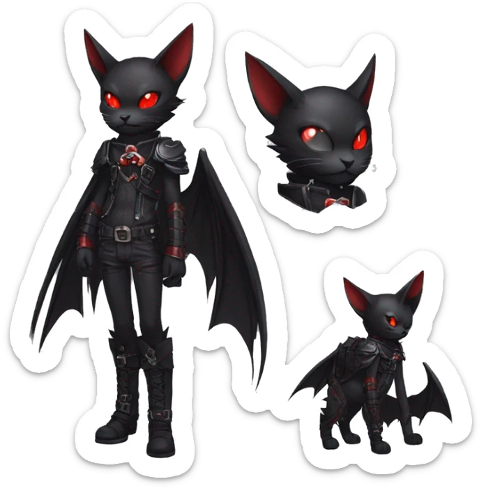 cool edgy black punk red ethereal fantasy nargacuga-bat-cat-Fakemon collar harness full body sticker