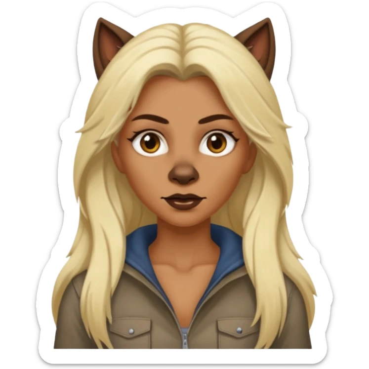 dark brown werewolf woman with long blond hair in casual outfit sticker