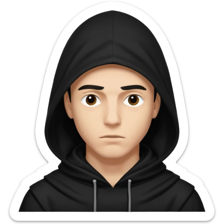 Un joven con una capucha negra que solo le deje ver los ojos y cejas sticker
