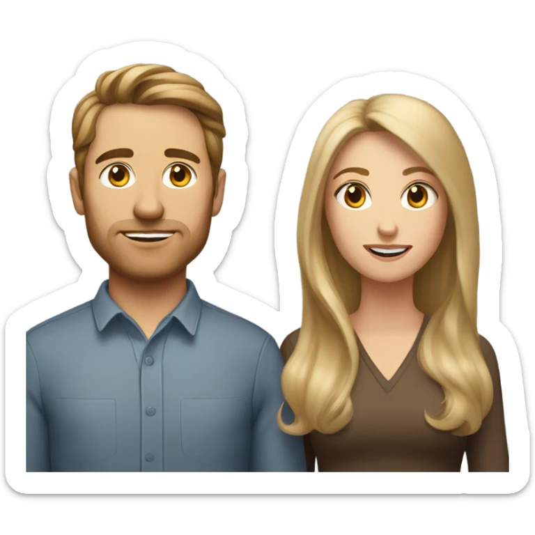 portrait of woman with long brown hair and man with short but not super short blond hair, both being white people sticker