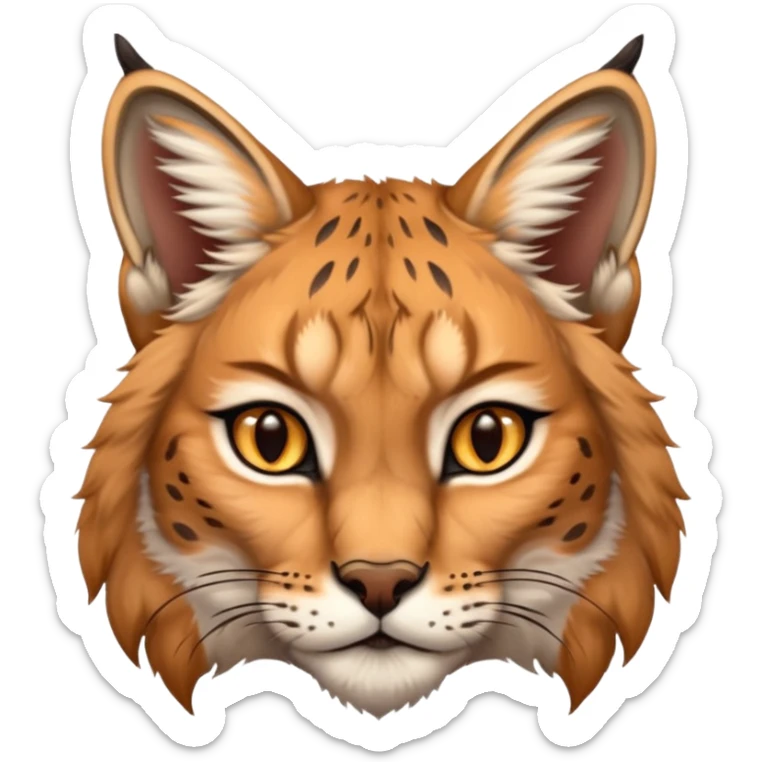 A high-resolution photo-realistic digital illustration of a majestic lynx, chest upward A high-resolution, photo-realistic digital illustration of a majestic young Eurasian lynx, shown from the shoulder upwards with lyx markings sticker