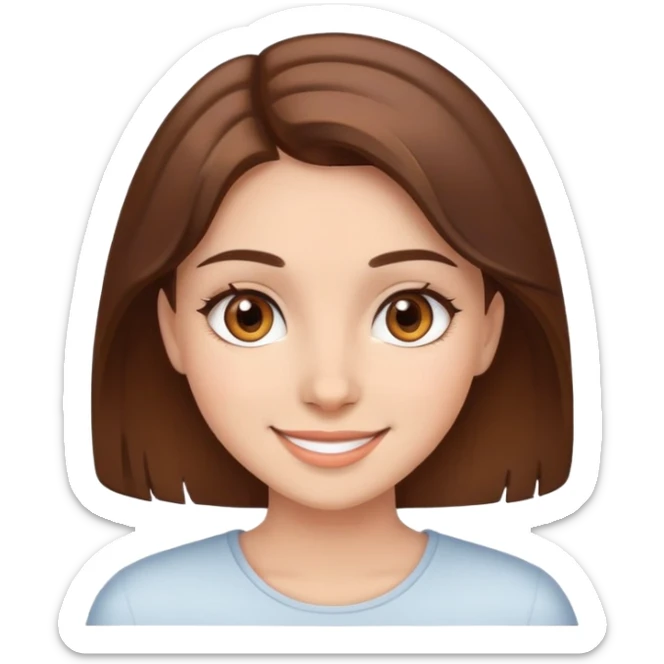 A beautiful girl with brown eyes and brown hair is smiling sticker