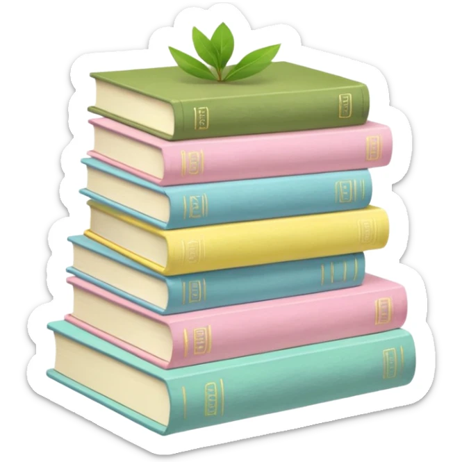 stack of white/baby blue/baby pink/baby yellow/baby matcha green books sticker