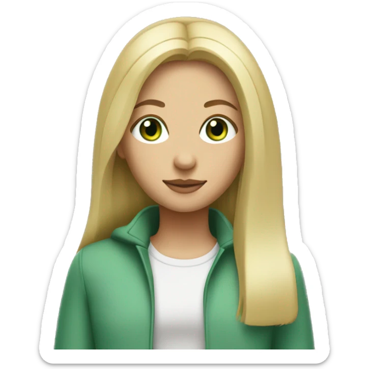 Blonde girl with straight hair and light green eyes  sticker
