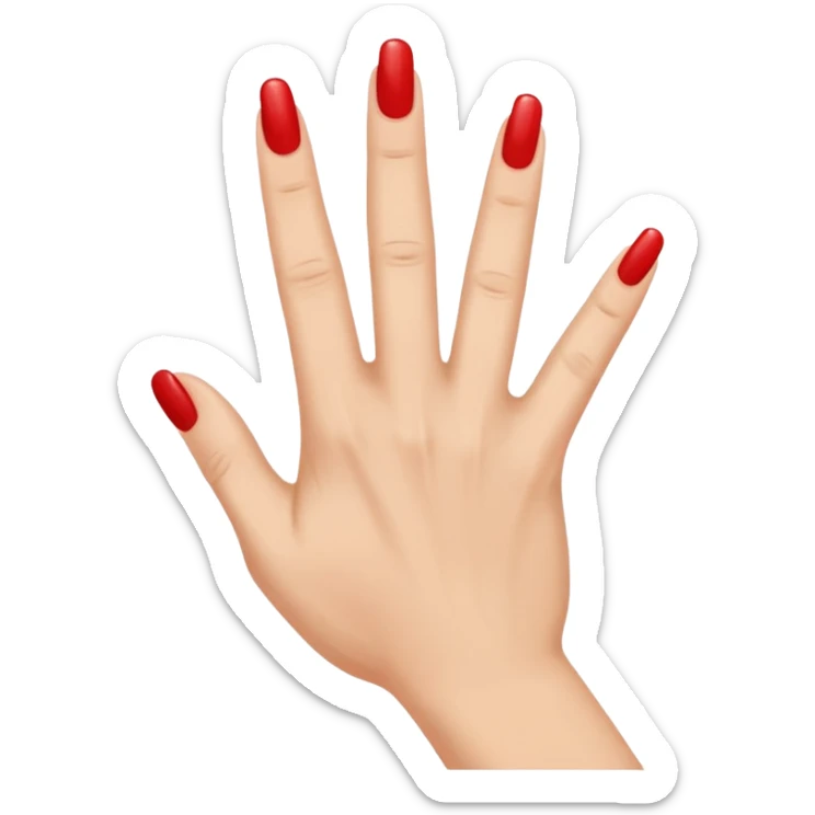 Side view of a hand with the index finger and thumb touching together as if clapping. The fingernails are long and painted. sticker