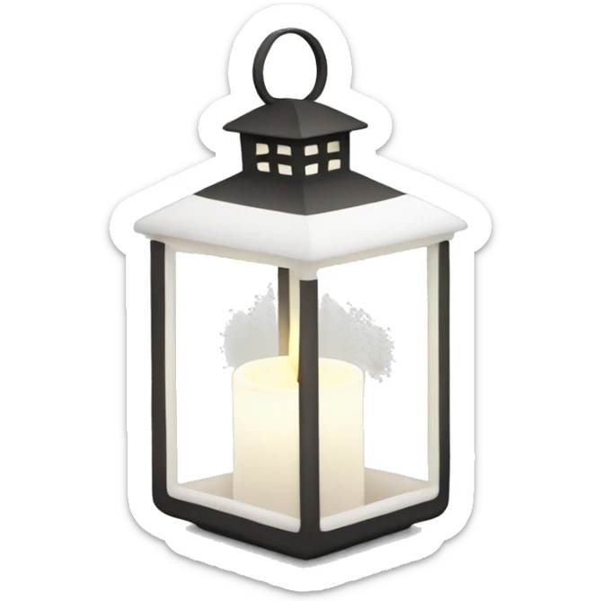 A white lantern with a candle inside sticker
