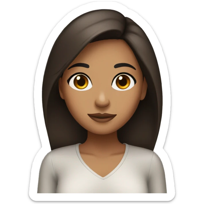 tan girl with dark brown hair and eyeliner from head to chest sticker