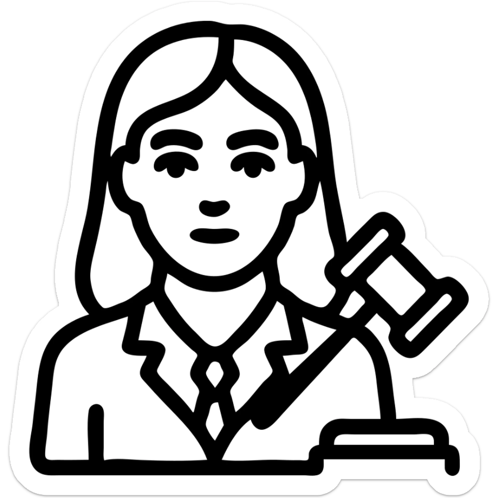 Turkish woman lawyer, dark brown hair, blue eyes, professional attire, icon style sticker