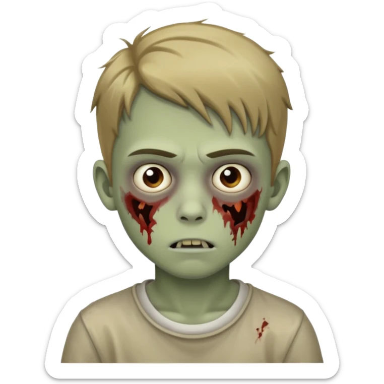 boy zombie teen with dark blonde hair sticker