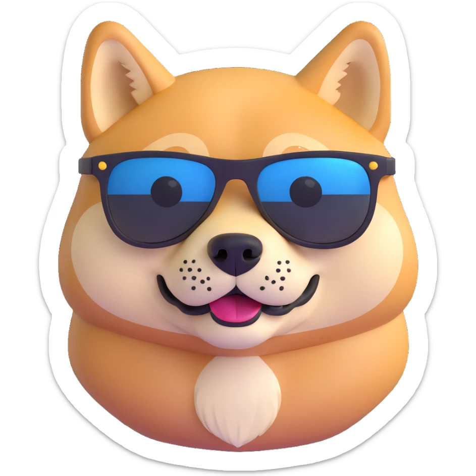 close-up of a Shiba Inu face wearing sunglasses sticker