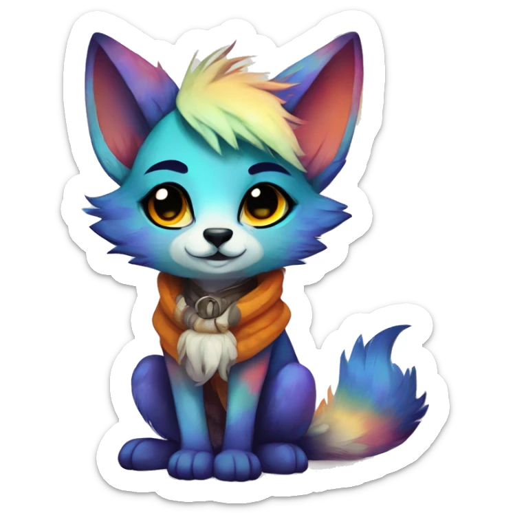 Cool cute Kawaii edgy colorful anthro fantasy animal fursona by griffsnuff & LiLaiRa & Falvie full body sticker