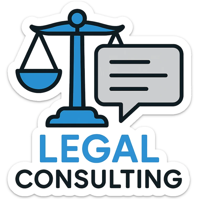 legal consulting logo, modern, clean, blue and gray color scheme, professional, minimal, suitable for a law firm or legal advisor sticker