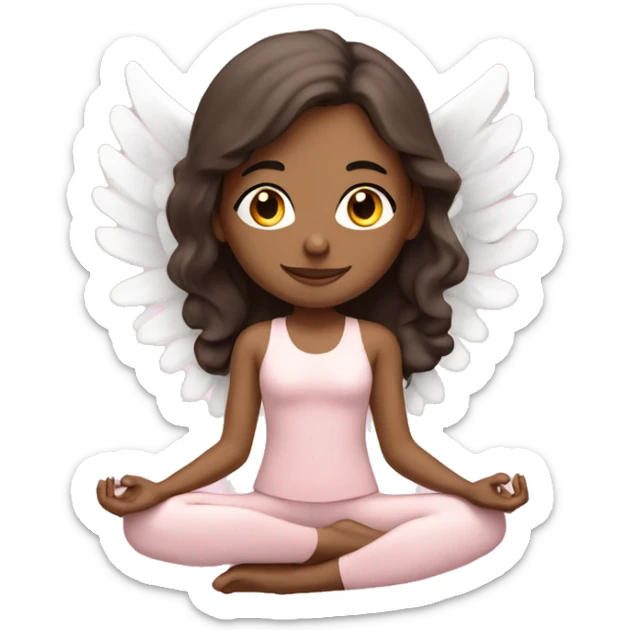 angelic brunette yoga girl in light pink yoga outfit sticker