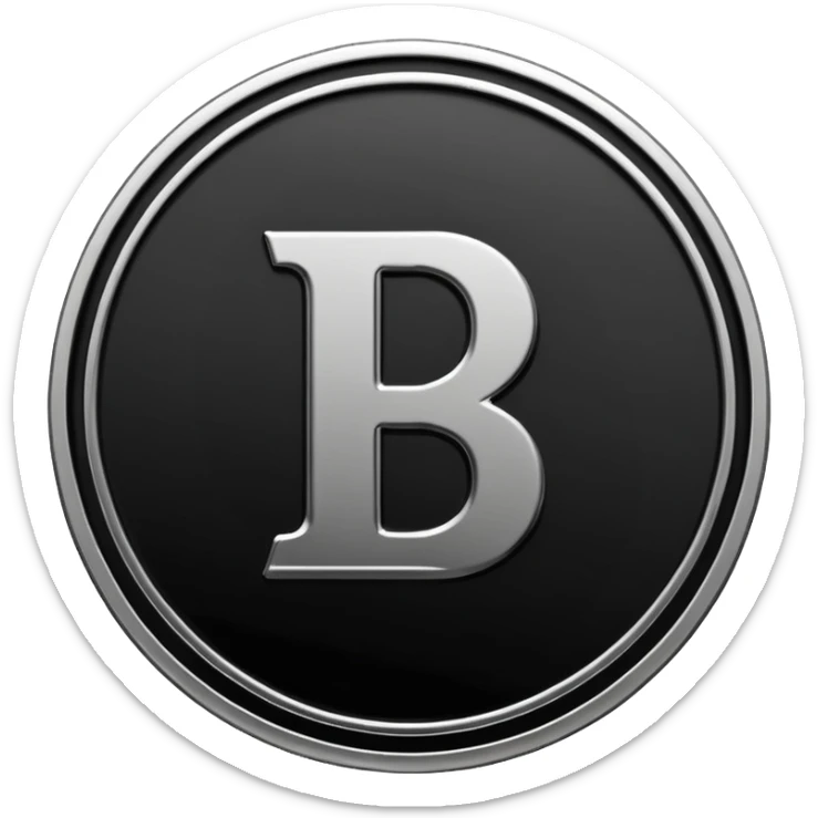 Emoji icon of a metal coin with engraved letter 8, minimalist style, isolated, only black color sticker