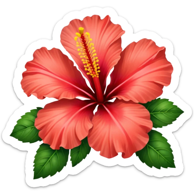 Realistic, detailed, 3D rending, Vibrant  Coral Hibiscus HIbiscus rosa-sinensis sticker