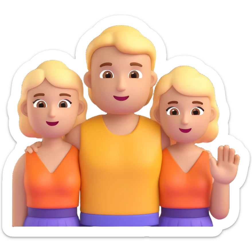Edit the image to show only the upper bodies (chest up) of the two people acting, keep the 3D emoji style, maintain the same scene and expressions, with no background. sticker