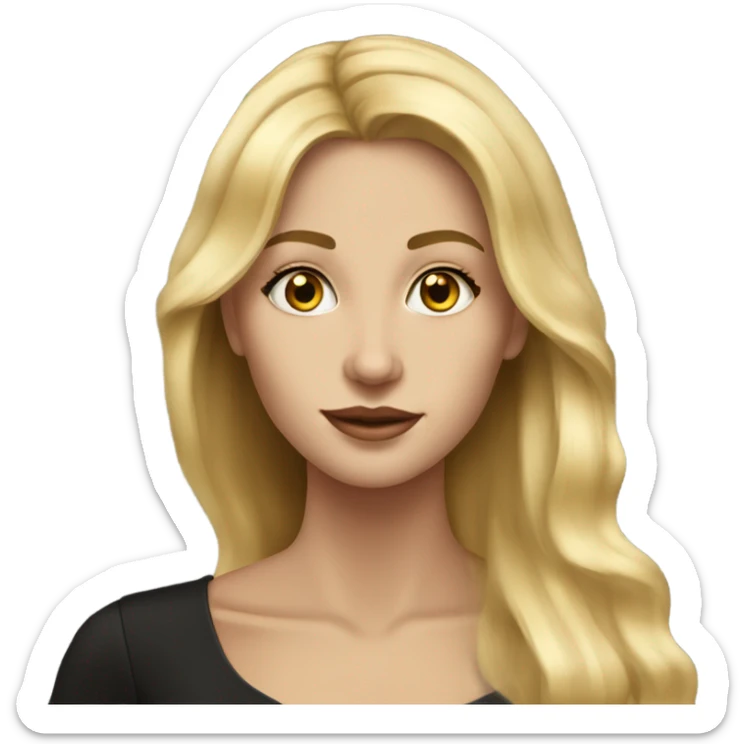 Beautiful skinny woman long blonde hair in dark dress with gold earrings with book  sticker