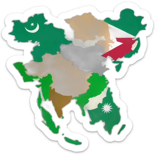 map showing united india, pakistan, afghanistan, nepal, bhutan, Myanmar and sri lanka sticker