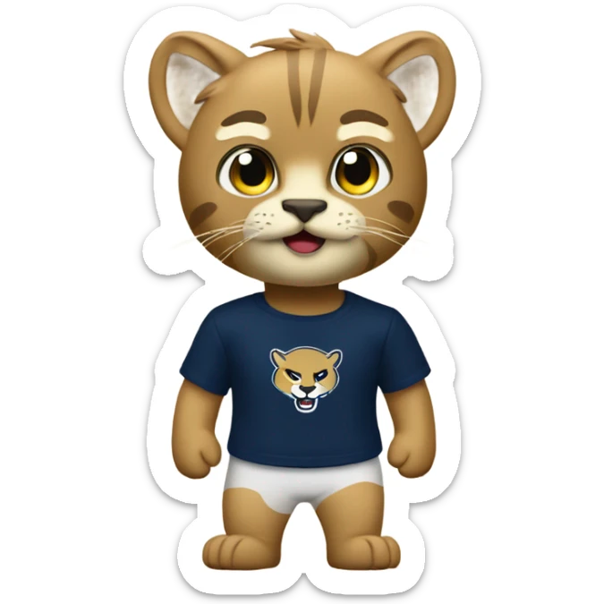 Goyo is an animated puma wearing a UNAM puma t-shirt sticker