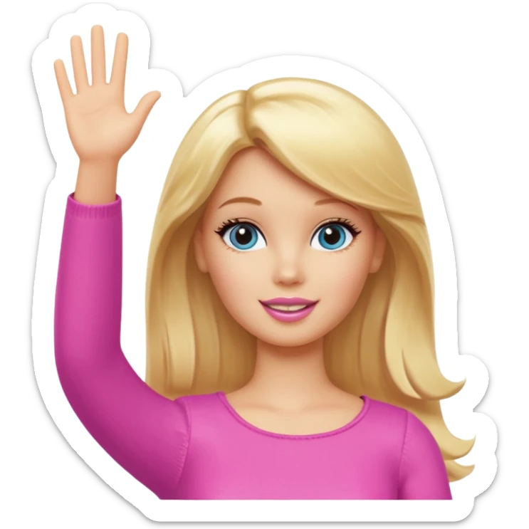 Barbie girl with blond hair. One arm up waving hello sticker