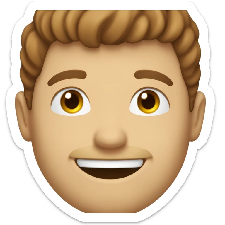 Make me an emoji of a white guy with brown hair smiling who is winking in one ey sticker