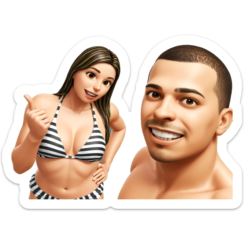 girl in striped bikini outdoors sticker