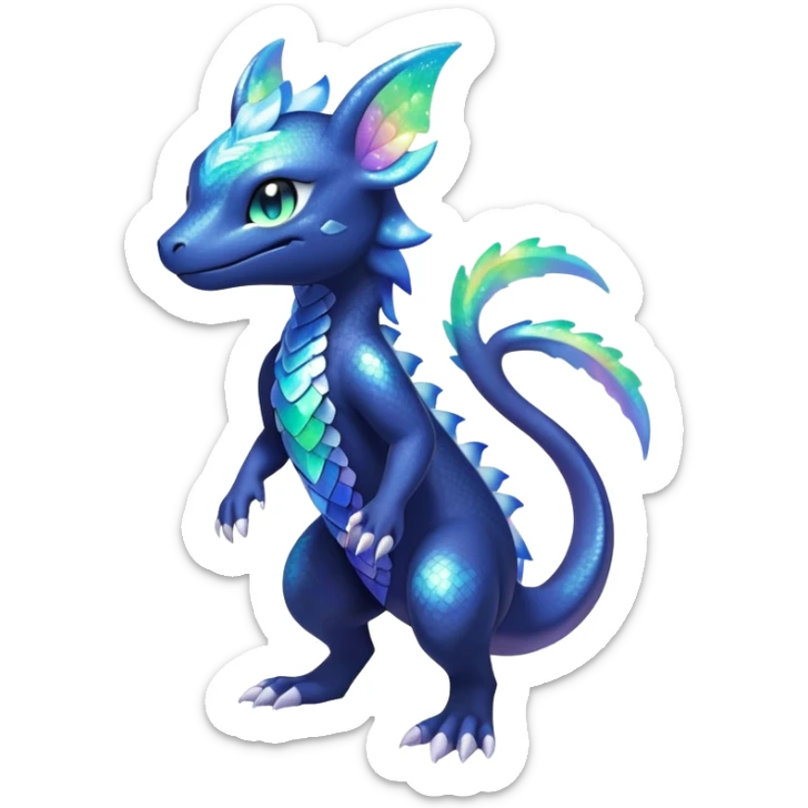 Rainbow crystalic Shiny pastel Nebulae Salandit-Meowstic-Noibat-Fakémon-hybrid-creature (full body)  sticker