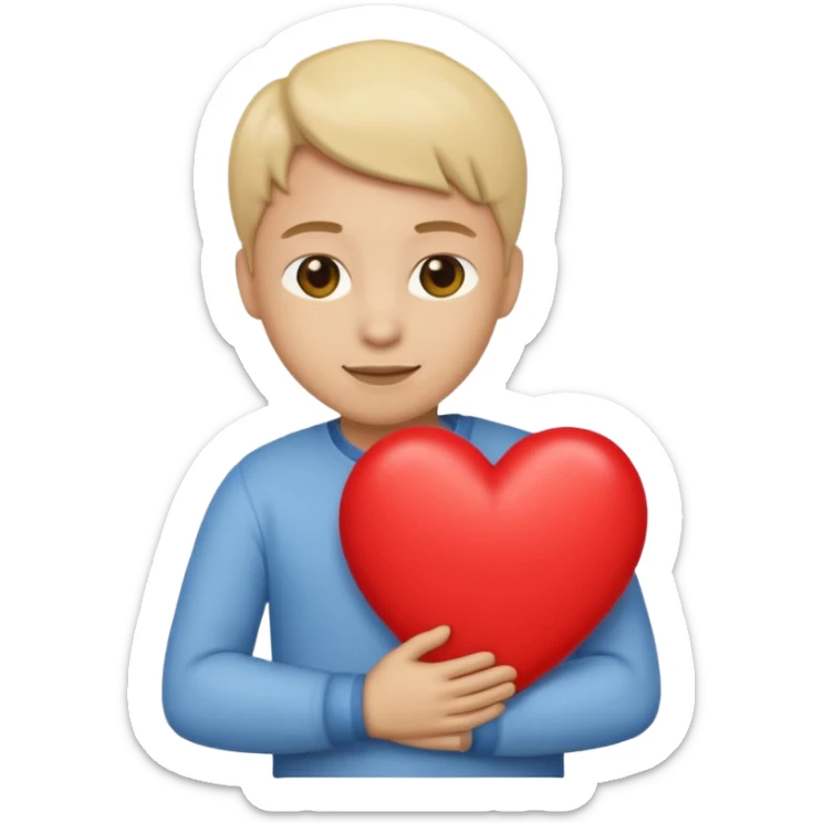 make an emoji of hugging a heart, one person. it's supposed to show a level of gratitude sticker