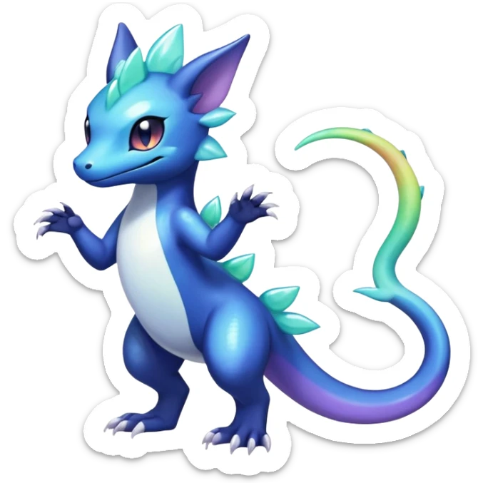 Rainbow crystalic Shiny pastel Salandit-Meowstic-Noibat-Fakémon-hybrid-creature (full body)  sticker