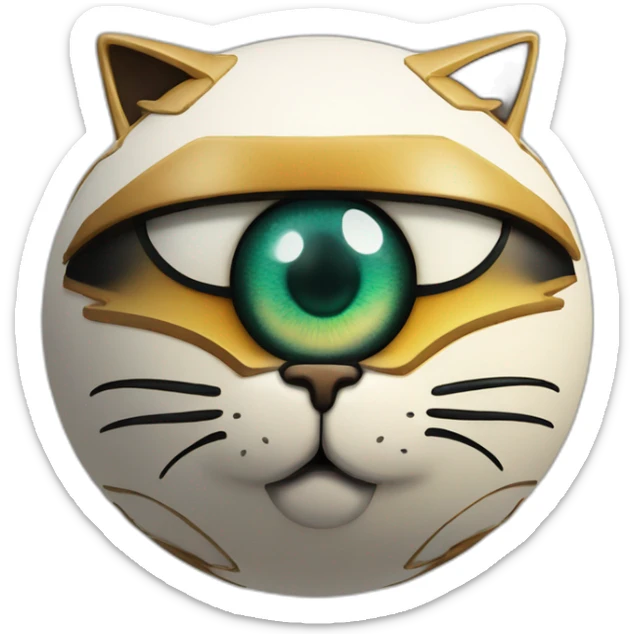 3d sphere with a cartoon Cat skin texture with Eye of Horus sticker