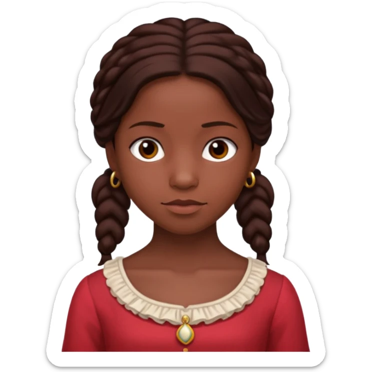 Patsey from 12 Years of Slave with dark brown hair, light red outfit sticker